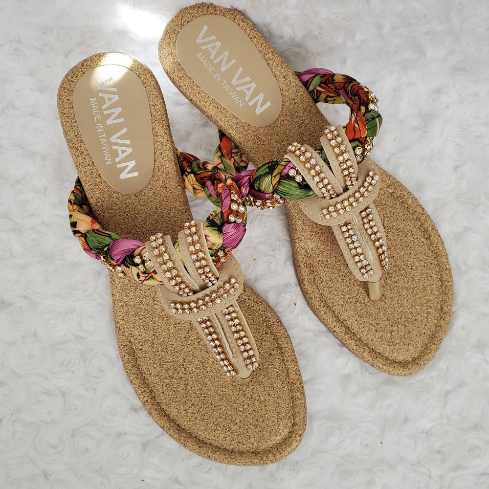 Women Floral/Rhinestone Sandal Sz 6.5